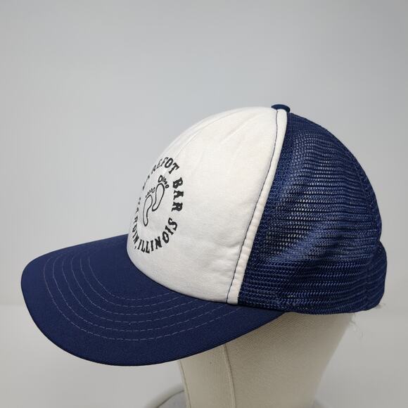 Barefoot Bar Hardin Illinois Snapback Trucker Cap Blue OS Adjustable Mesh Back - Picture 3 of 10